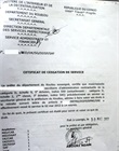 Certificat de cessation de service