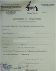 Certificat d'inscription